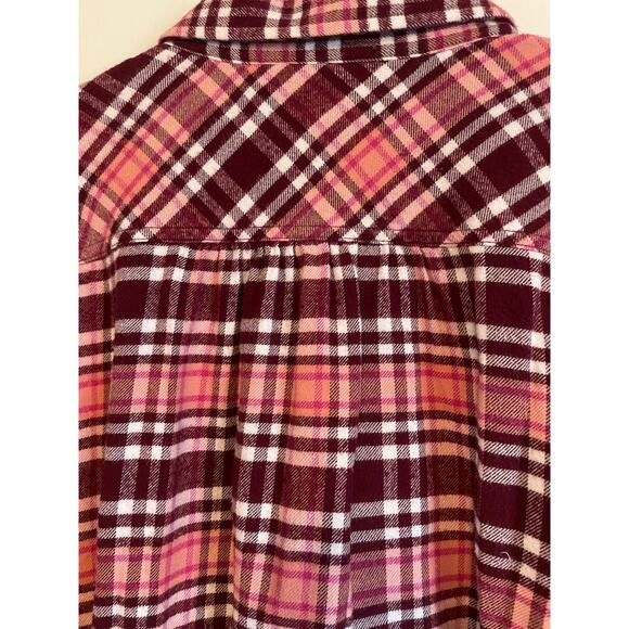 Lands' End pink flannel shirt buttons collar cotton pink - Picture 6 of 10